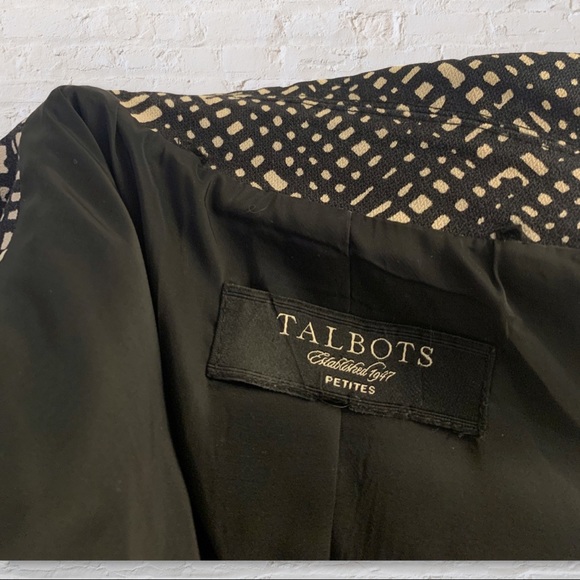 TALBOTS • Elegant, Sharp Mini Tan & Black Striped Blazer - Picture 4 of 5